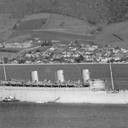 Queen Mary in the Derwent River with the Magdalen Home to the left in the background